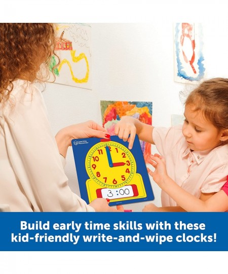 Write & Wipe Clocks Classroom Set - 25 Pieces Ages 6+ Laminated Dry-Erase Teaching Aids Teacher Supplies Learning Time $42.57...