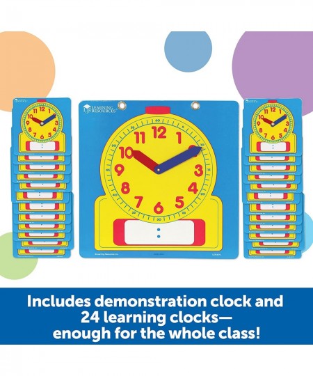 Write & Wipe Clocks Classroom Set - 25 Pieces Ages 6+ Laminated Dry-Erase Teaching Aids Teacher Supplies Learning Time $42.57...