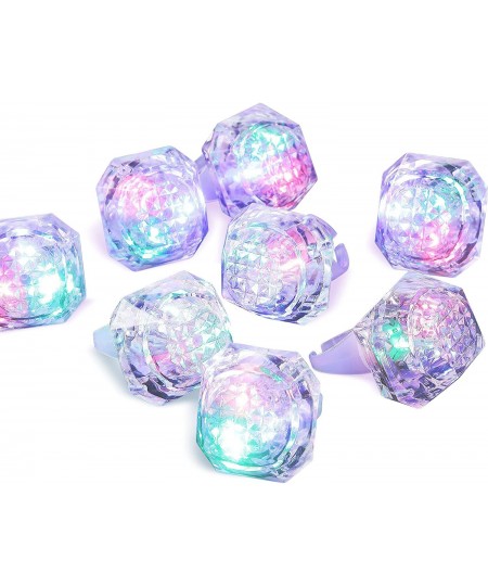 8 Pieces Flashing LED Light Up Rings Toys Light Up Diamond Ring Glow in the Dark Light Up Ring Bachelorette Party Favors Ring...