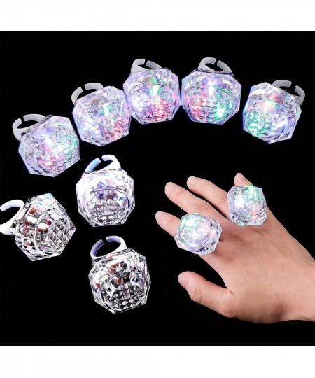 8 Pieces Flashing LED Light Up Rings Toys Light Up Diamond Ring Glow in the Dark Light Up Ring Bachelorette Party Favors Ring...