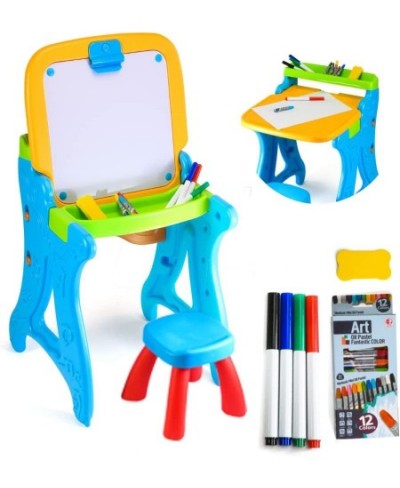 healthustoy Kids Art Easel with Chair - Educational Folding Painting Drawing Desk - Toddler Learning Table - Magnetic Dry Era...