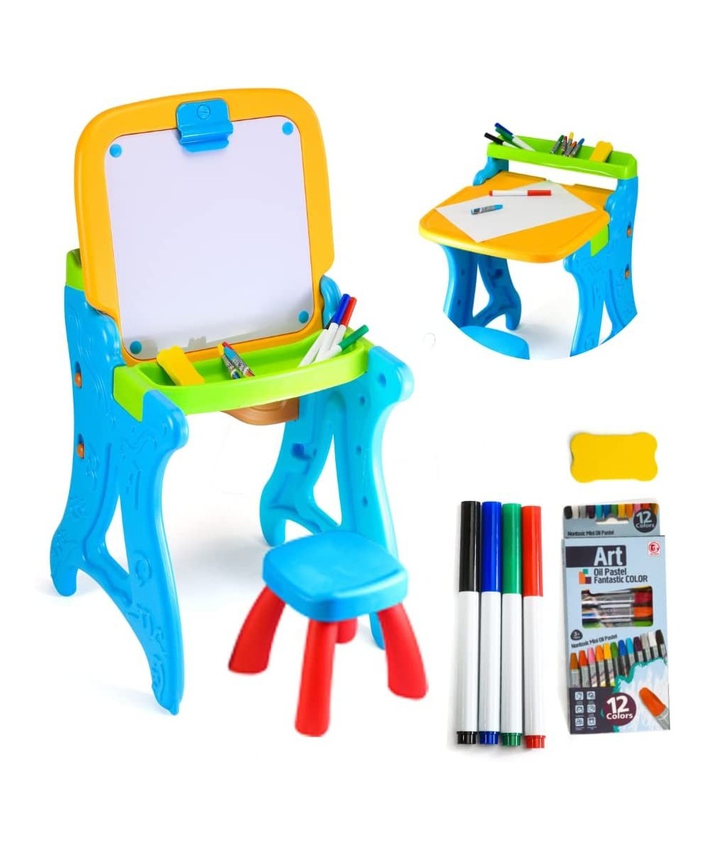 healthustoy Kids Art Easel with Chair - Educational Folding Painting Drawing Desk - Toddler Learning Table - Magnetic Dry Era...