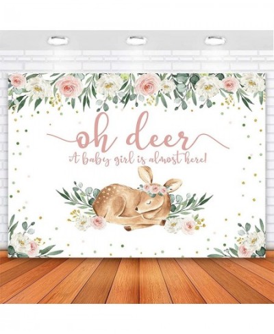 Woodland Baby Shower Backdrop Pink Floral Girl Deer Baby Shower Photo Background Greenery Fawn Oh Deer Baby Shower Backdrops ...