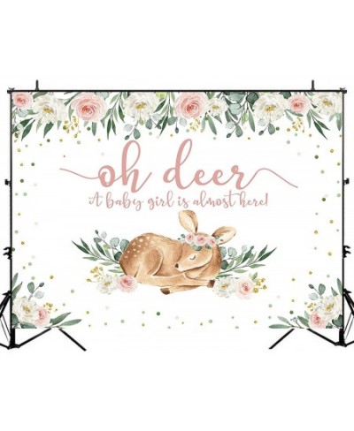 Woodland Baby Shower Backdrop Pink Floral Girl Deer Baby Shower Photo Background Greenery Fawn Oh Deer Baby Shower Backdrops ...