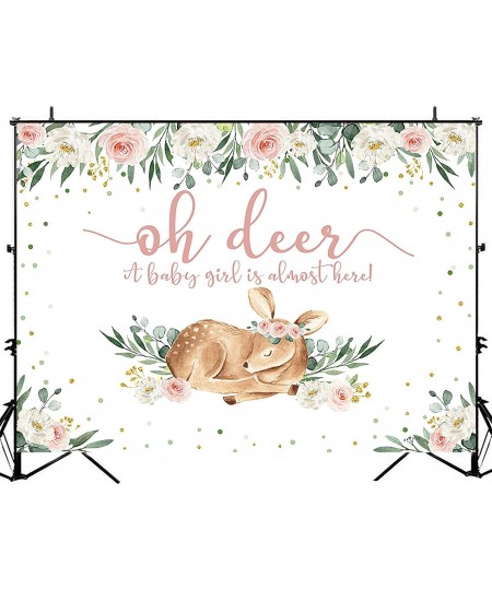 Woodland Baby Shower Backdrop Pink Floral Girl Deer Baby Shower Photo Background Greenery Fawn Oh Deer Baby Shower Backdrops ...