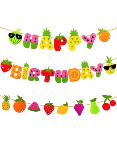 Fruit Theme Birthday Party Decorations Happy Birthday Felt Banner Fruit Patterns Garland for Summer Fruit Birthday Party Baby...