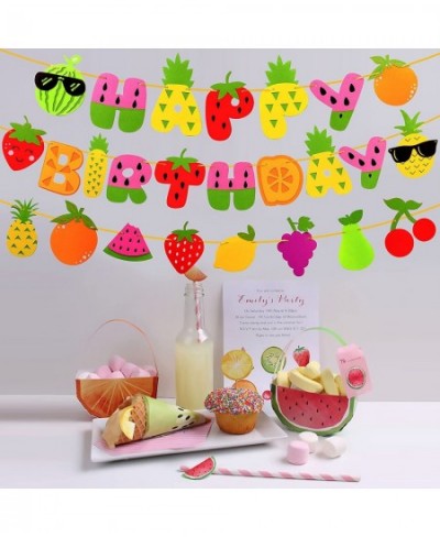 Fruit Theme Birthday Party Decorations Happy Birthday Felt Banner Fruit Patterns Garland for Summer Fruit Birthday Party Baby...