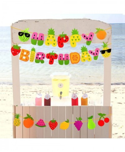 Fruit Theme Birthday Party Decorations Happy Birthday Felt Banner Fruit Patterns Garland for Summer Fruit Birthday Party Baby...