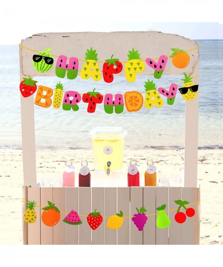 Fruit Theme Birthday Party Decorations Happy Birthday Felt Banner Fruit Patterns Garland for Summer Fruit Birthday Party Baby...