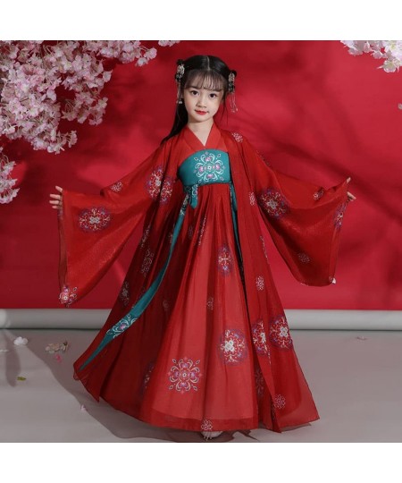 Deluxe Chinese Princess Hanfu Dress Tang Dynasty Child Ancient Ruqun Wide Sleeve Big Swing Costume Asian Outfit $72.36 - Kids...