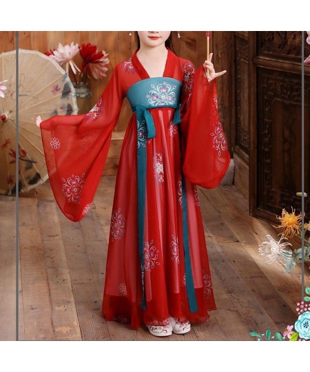 Deluxe Chinese Princess Hanfu Dress Tang Dynasty Child Ancient Ruqun Wide Sleeve Big Swing Costume Asian Outfit $72.36 - Kids...