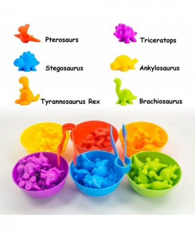 Dinosaur Counting Learning Activity Set with Matching Sorting Bowls for Toddlers Ages 3-4 Color Classification and Sensory Tr...