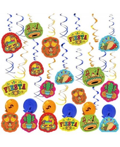 28 PCs Cinco De Mayo Fiesta Hanging Swirls Mega Pack with Strings Honeycomb Table Centerpiece Tissue Pom Paper Flowers & Back...