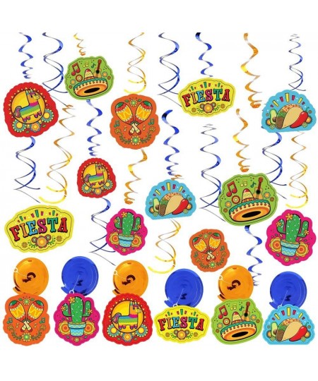 28 PCs Cinco De Mayo Fiesta Hanging Swirls Mega Pack with Strings Honeycomb Table Centerpiece Tissue Pom Paper Flowers & Back...