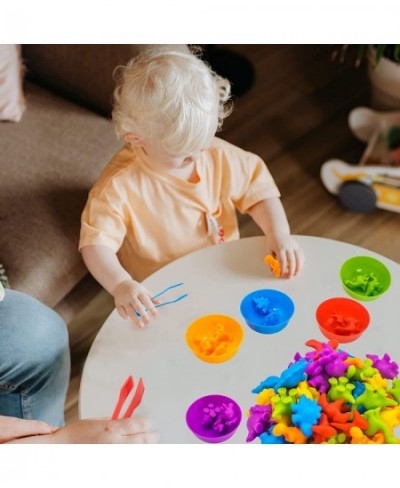 Dinosaur Counting Learning Activity Set with Matching Sorting Bowls for Toddlers Ages 3-4 Color Classification and Sensory Tr...