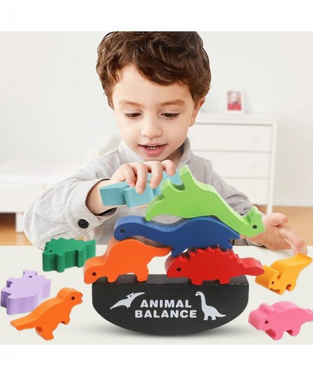 Wooden Stacking Dinosaur Toys for Kids 3-5 STEM Montessori Educational Learing Fine Motor Skills Stacking Games for Toddler B...