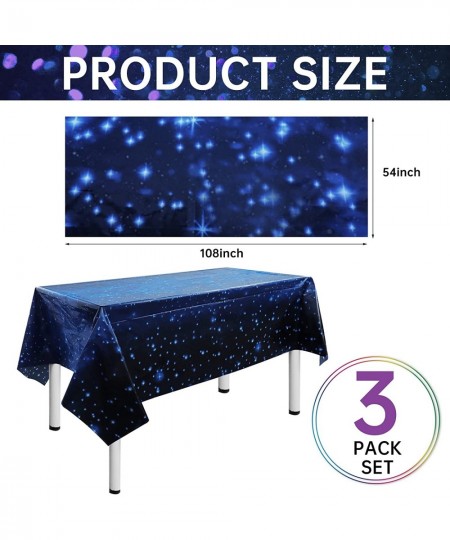 3 PCS Space Tablecloth Disposable Starry Night Tablecloth Decorations Plastic Galaxy Table Cover Waterproof Table Cloths Star...