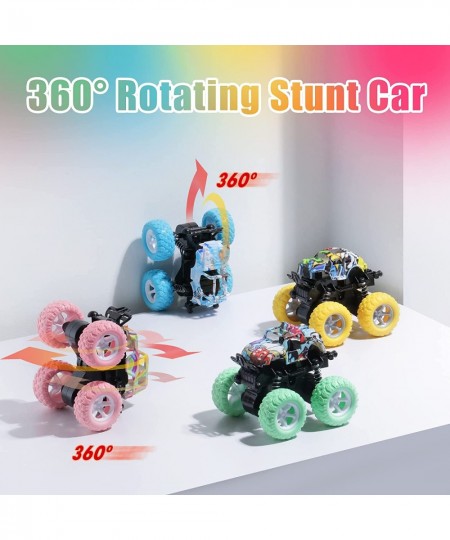 Monster Truck Toys for Boys Girls 3 4 5 6 7 Years Old Mini Toy Big 360 Rotation Car Playsets Birthday Party Supplies Cake Top...