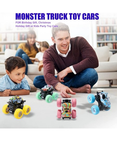 Monster Truck Toys for Boys Girls 3 4 5 6 7 Years Old Mini Toy Big 360 Rotation Car Playsets Birthday Party Supplies Cake Top...