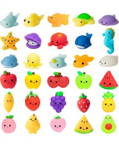 30Pcs Mochi Squeeze Toys for Kids 15Pcs Ocean Animals Mochi and 15Pcs Fruit Mochi Party Favor Decoration Stress Relief Birthd...