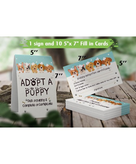 1 Adopt a Puppy Sign & 10 Puppy Adoption Certificate Set Adopt An Party Children Birthday Party Classroom Parties/013B $24.89...