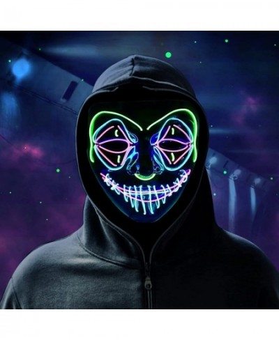 Purge Mask Light Up LED Mask Halloween Scary Masquerade Costume Masks Glowing in The Dark for Kids Women Men Clown Red $21.30...