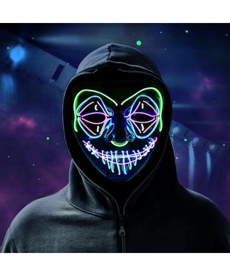 Purge Mask Light Up LED Mask Halloween Scary Masquerade Costume Masks Glowing in The Dark for Kids Women Men Clown Red $21.30...