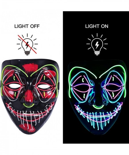 Purge Mask Light Up LED Mask Halloween Scary Masquerade Costume Masks Glowing in The Dark for Kids Women Men Clown Red $21.30...