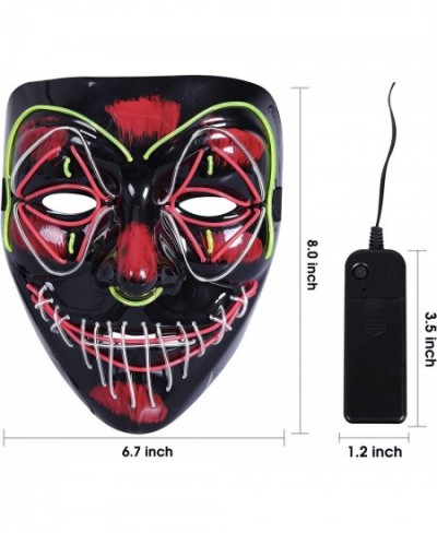 Purge Mask Light Up LED Mask Halloween Scary Masquerade Costume Masks Glowing in The Dark for Kids Women Men Clown Red $21.30...