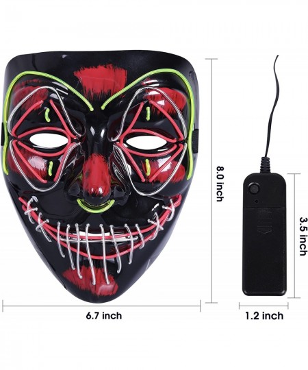 Purge Mask Light Up LED Mask Halloween Scary Masquerade Costume Masks Glowing in The Dark for Kids Women Men Clown Red $21.30...