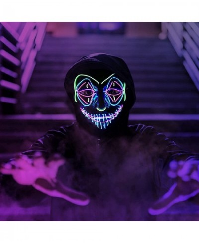 Purge Mask Light Up LED Mask Halloween Scary Masquerade Costume Masks Glowing in The Dark for Kids Women Men Clown Red $21.30...