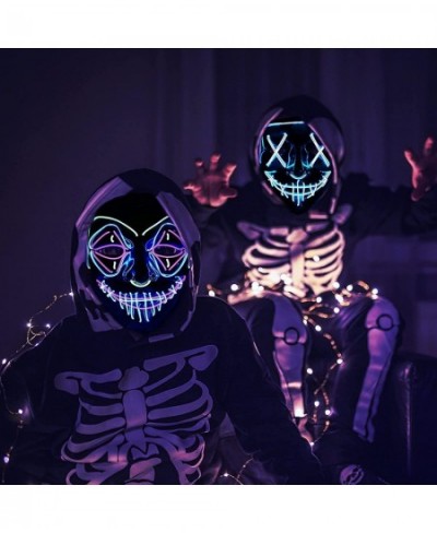 Purge Mask Light Up LED Mask Halloween Scary Masquerade Costume Masks Glowing in The Dark for Kids Women Men Clown Red $21.30...