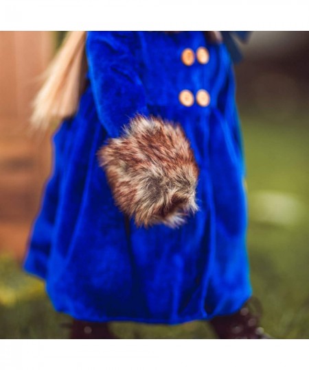 18 Inch Doll Clothes Outfit Blue Velvet American 1800's Style Winter Fur Trimmed Coat Hat & Faux Fur Muff Intended for Americ...