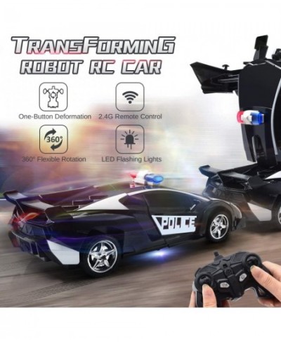 Transform Remote Control Car RC Police Cars Transforming Robot Toys for Boys 4-7 8-12 Deformation Car Toys with One Button Tr...