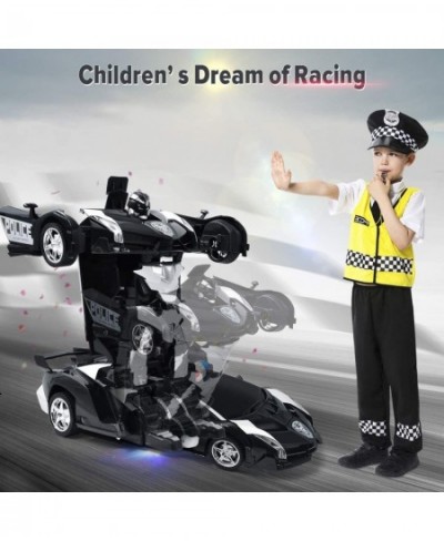 Transform Remote Control Car RC Police Cars Transforming Robot Toys for Boys 4-7 8-12 Deformation Car Toys with One Button Tr...