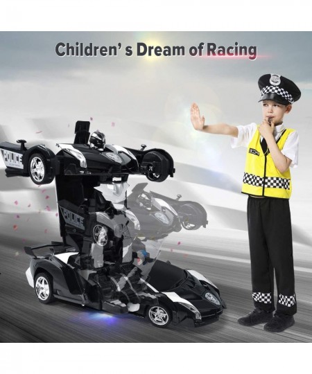 Transform Remote Control Car RC Police Cars Transforming Robot Toys for Boys 4-7 8-12 Deformation Car Toys with One Button Tr...