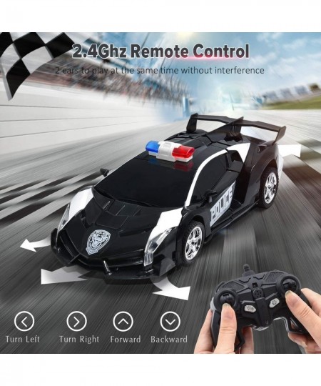 Transform Remote Control Car RC Police Cars Transforming Robot Toys for Boys 4-7 8-12 Deformation Car Toys with One Button Tr...