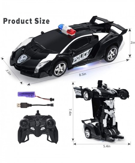 Transform Remote Control Car RC Police Cars Transforming Robot Toys for Boys 4-7 8-12 Deformation Car Toys with One Button Tr...