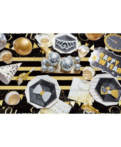 Happy New Year Tablecloth 3pcs New Years Eve Party Supplies Decorations 2023 Disposable Black and Gold Table Cover Happy New ...