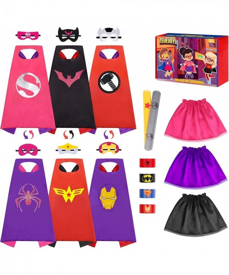 Super Hero Capes and Masks for Girls - Superhero Capes Set and Wristbands Dress Up Clothes with 3 Sets of Capes for Kids Tutu...