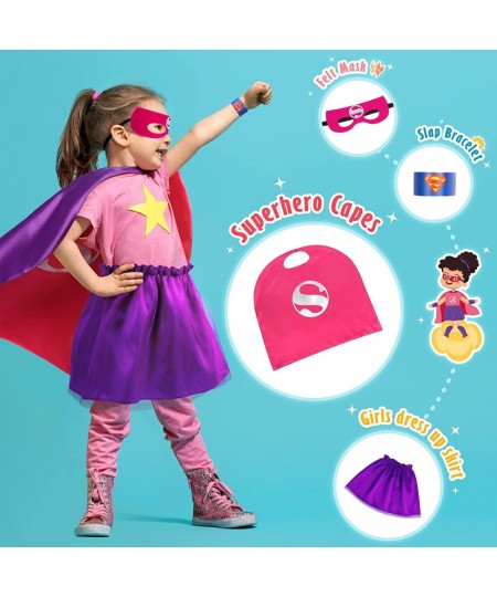 Super Hero Capes and Masks for Girls - Superhero Capes Set and Wristbands Dress Up Clothes with 3 Sets of Capes for Kids Tutu...