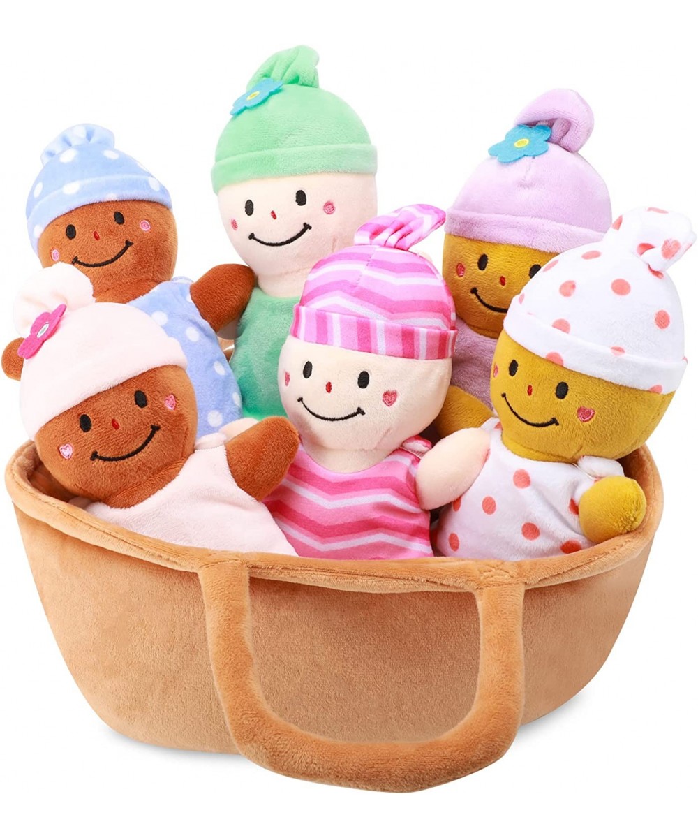 Basket Plush Baby Dolls Soft Multicultural Sensory Babies Toy Set 6 Piece Interchangeable Clothes Stuffed Plush Figures for A...