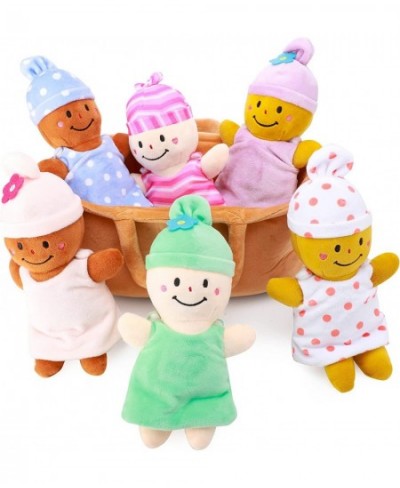 Basket Plush Baby Dolls Soft Multicultural Sensory Babies Toy Set 6 Piece Interchangeable Clothes Stuffed Plush Figures for A...