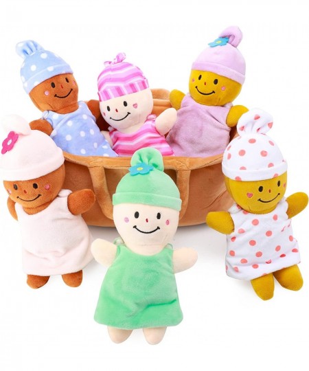 Basket Plush Baby Dolls Soft Multicultural Sensory Babies Toy Set 6 Piece Interchangeable Clothes Stuffed Plush Figures for A...