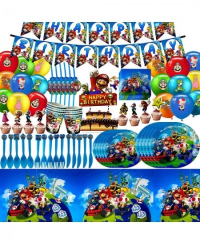 Super Mario Party Favor Party Decorations Super Mario party Themed Flatware Banner Balloons Plates Spoons Fork knives Napkins...