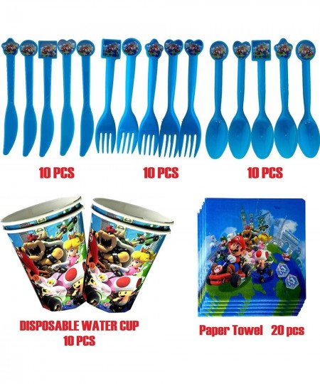 Super Mario Party Favor Party Decorations Super Mario party Themed Flatware Banner Balloons Plates Spoons Fork knives Napkins...