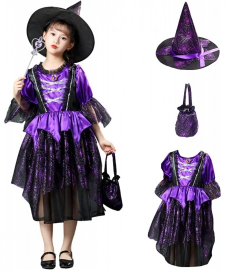 Witch Costume for Girls Toddler Purple Witch Dress Cute Witch Set with Witch Hat & Handbag for Halloween Cosplay Party $22.55...