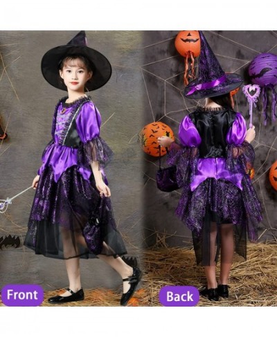 Witch Costume for Girls Toddler Purple Witch Dress Cute Witch Set with Witch Hat & Handbag for Halloween Cosplay Party $22.55...