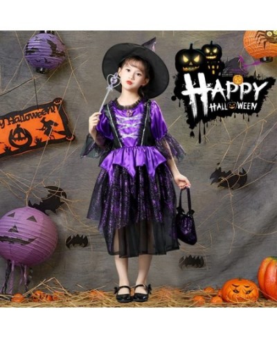 Witch Costume for Girls Toddler Purple Witch Dress Cute Witch Set with Witch Hat & Handbag for Halloween Cosplay Party $22.55...