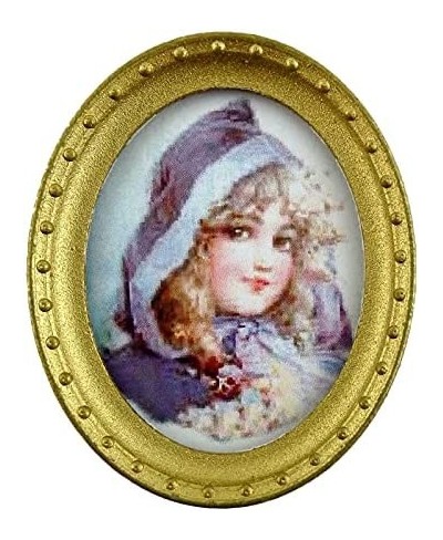 House Miniature Accessory Young Girl Portrait Picture in Oval Gold Frame B $17.31 - Dollhouse Accessories